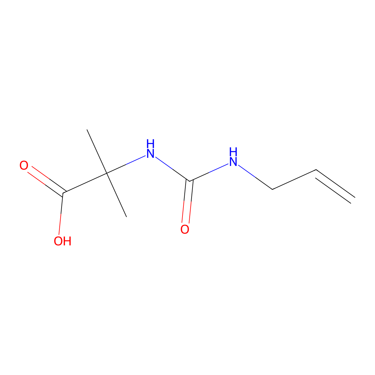 2-Methyl-2-{[(prop-2-en-1-yl)carbamoyl]amino}propanoic acid molecular structure, CAS 1016823-58-7