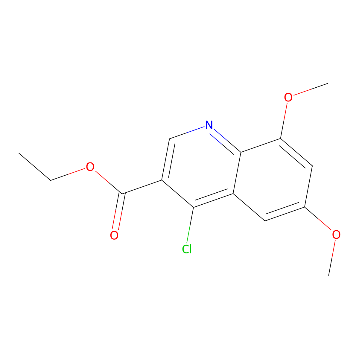 Ethyl 4-chloro-6,8-dimethoxyquinoline-3-carboxylate molecular structure, CAS 1016825-43-6