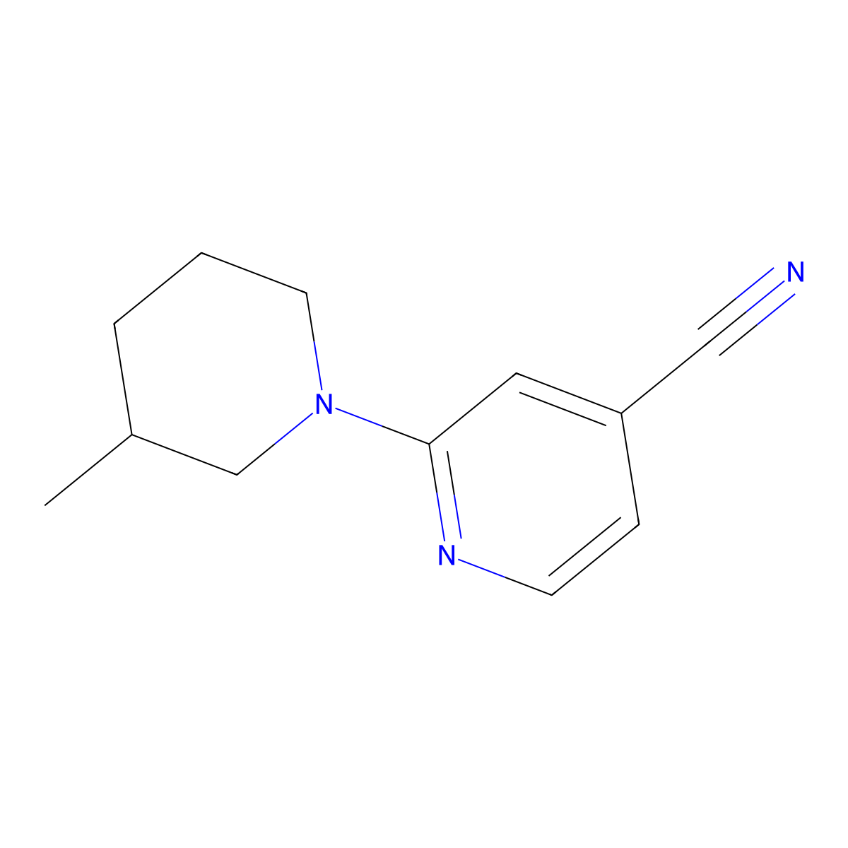 2-(3-Methylpiperidin-1-yl)isonicotinonitrile molecular structure, CAS 1016828-56-0
