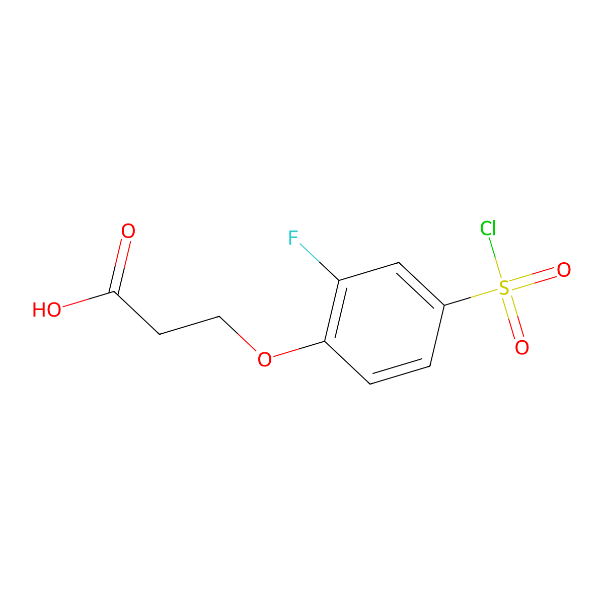 3-[4-(Chlorosulfonyl)-2-fluorophenoxy]propanoic acid molecular structure, CAS 1016831-69-8