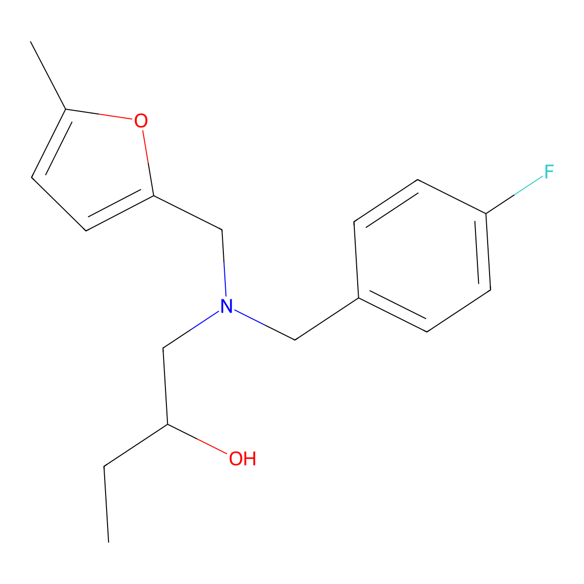 1-{(4-Fluorobenzyl)[(5-methyl-2-furyl)methyl]amino}-2-butanol molecular structure, CAS 1016833-05-8