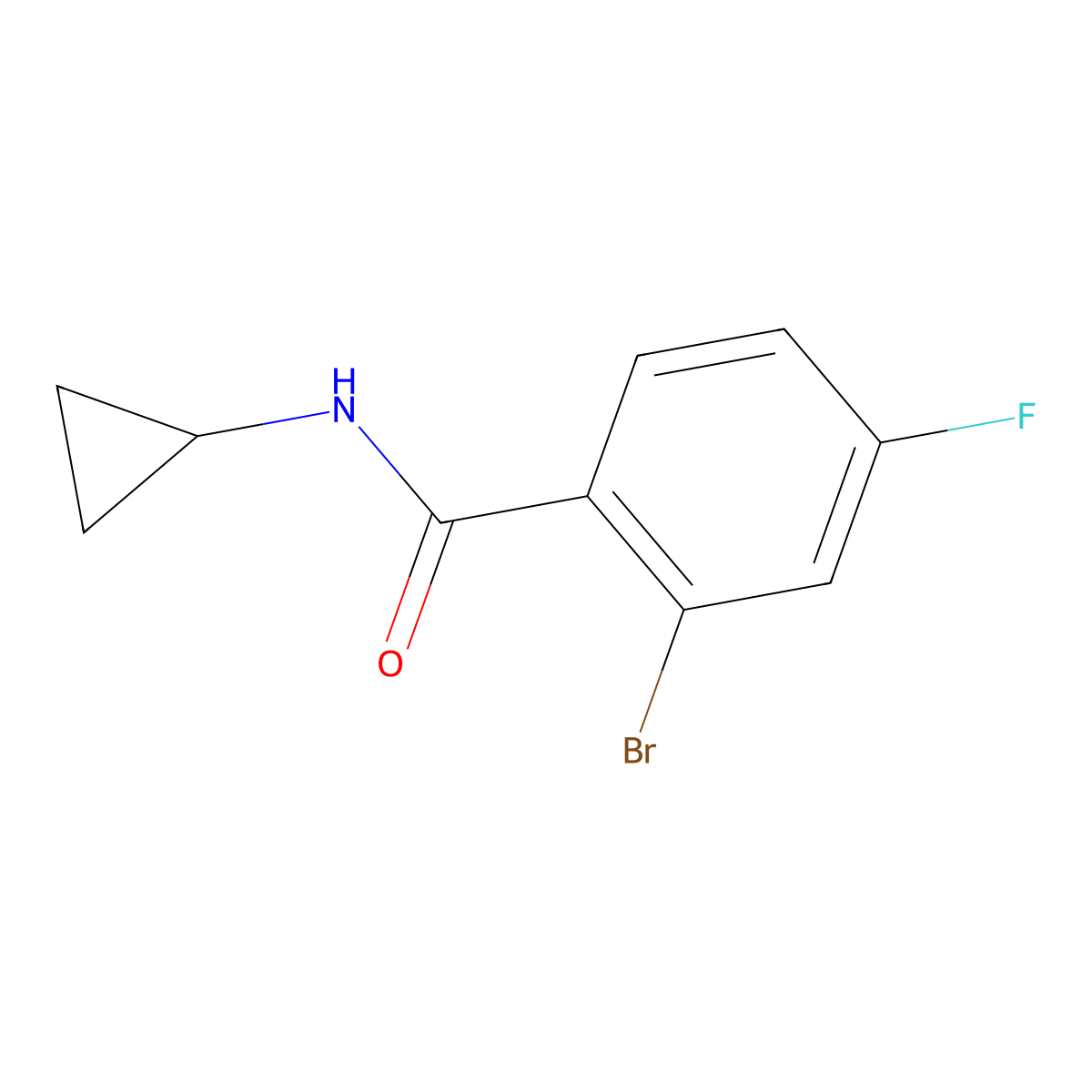 2-bromo-N-cyclopropyl-4-fluorobenzamide molecular structure, CAS 1016833-42-3