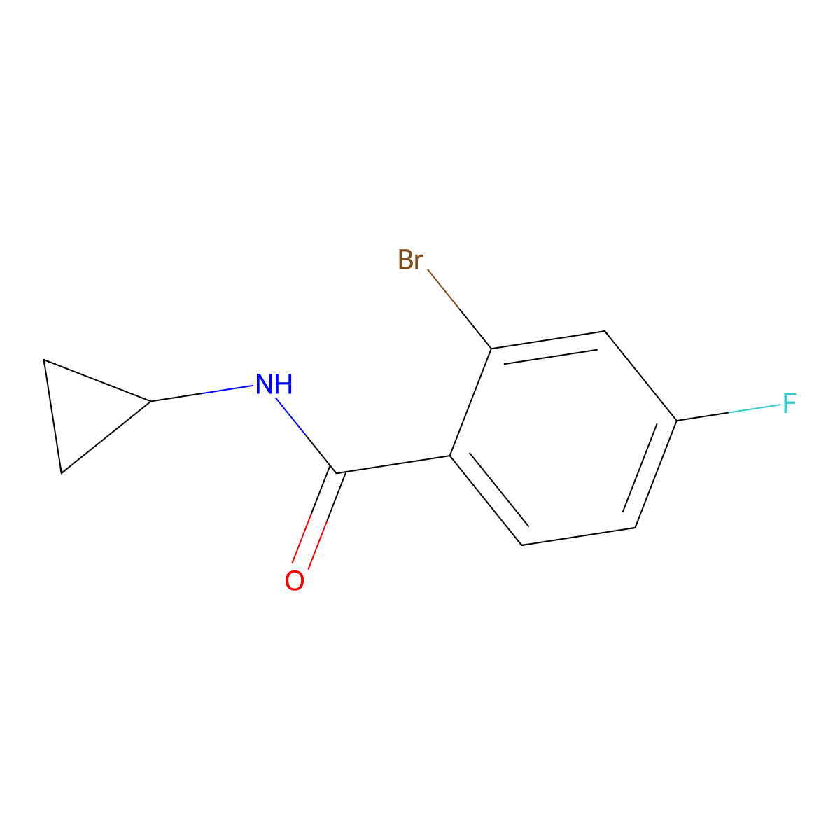 2-bromo-N-cyclopropyl-4-fluorobenzamide molecular structure, CAS 1016833-42-3