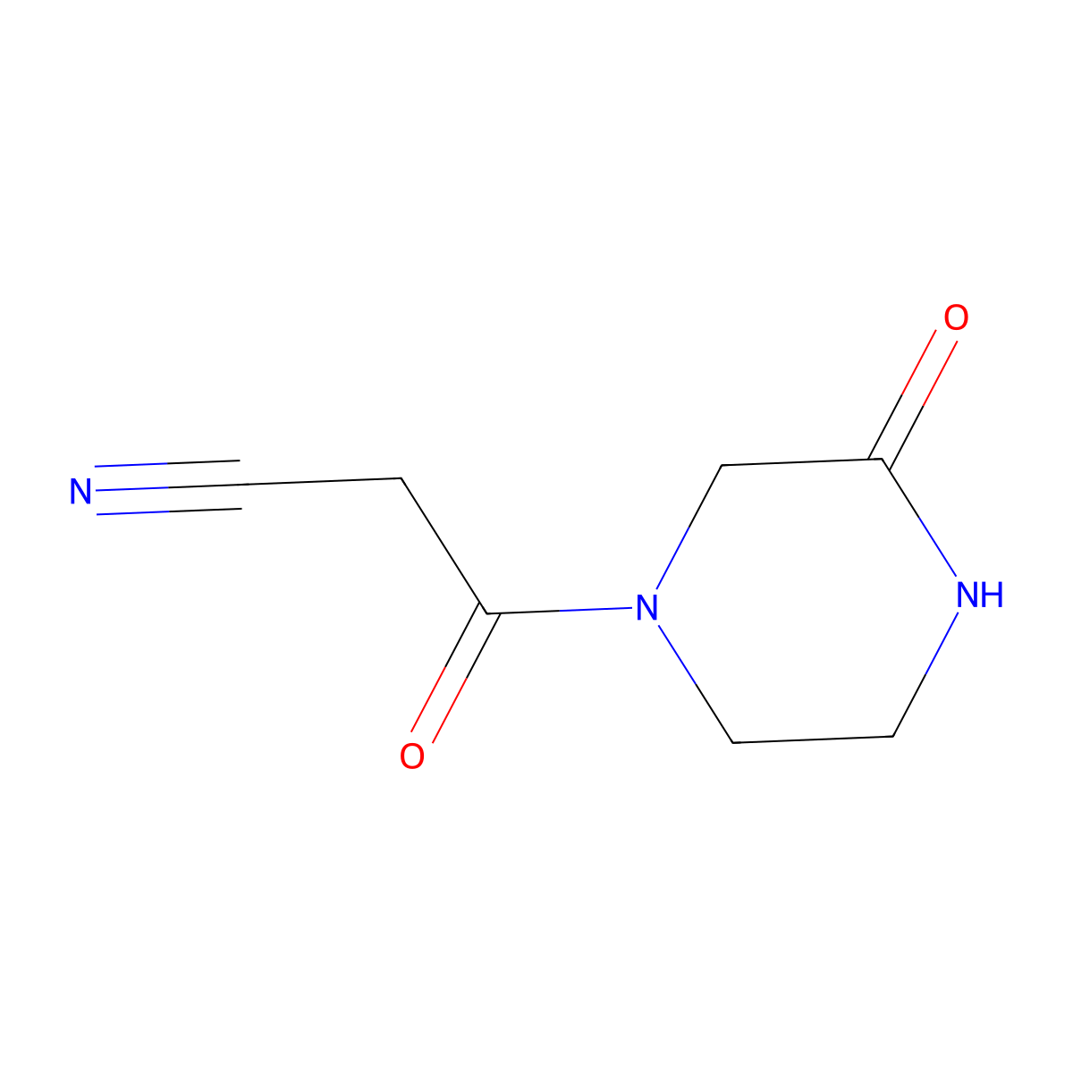 3-Oxo-3-(3-oxo-piperazin-1-YL)-propionitrile molecular structure, CAS 1016835-36-1