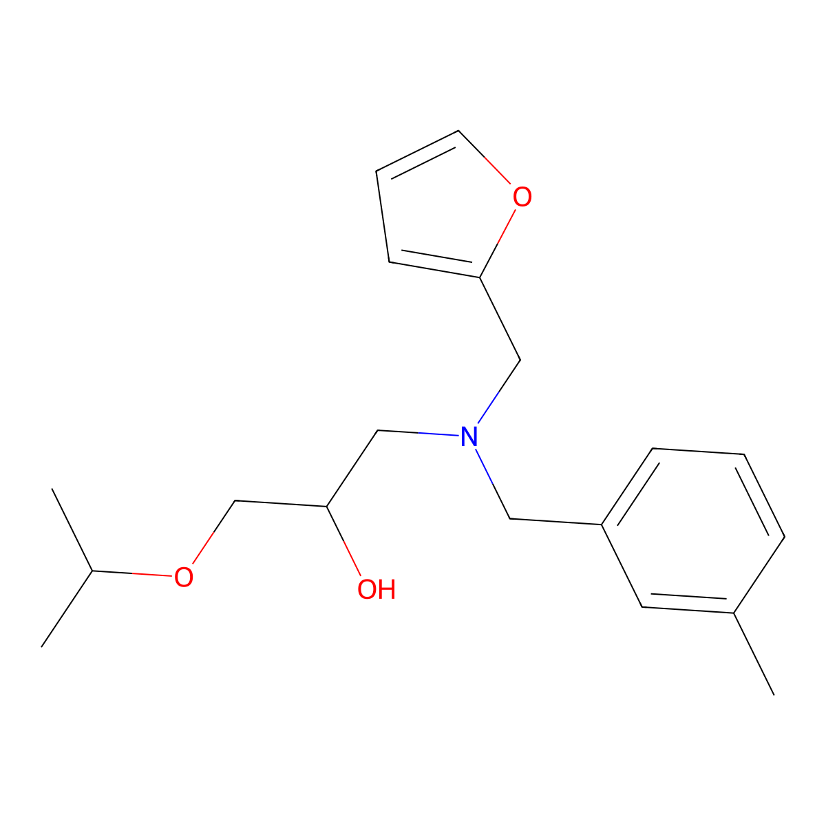 1-[(2-Furanylmethyl)[(3-methylphenyl)methyl]amino]-3-(1-methylethoxy)-2-propanol molecular structure, CAS 1016835-42-9