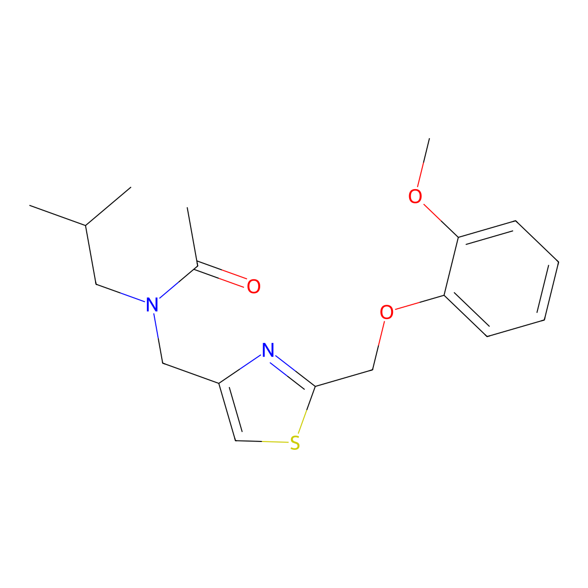 N-({2-[(2-Methoxyphenoxy)methyl]-1,3-thiazol-4-YL}methyl)-N-(2-methylpropyl)acetamide molecular structure, CAS 1016835-50-9