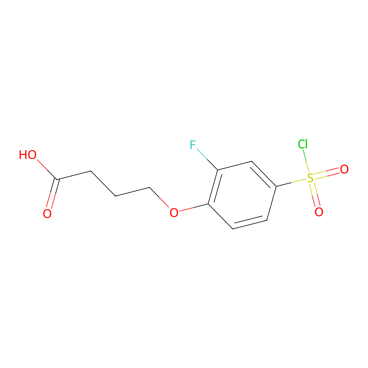 4-(4-(Chlorosulfonyl)-2-fluorophenoxy)butanoic acid molecular structure, CAS 1016838-81-5
