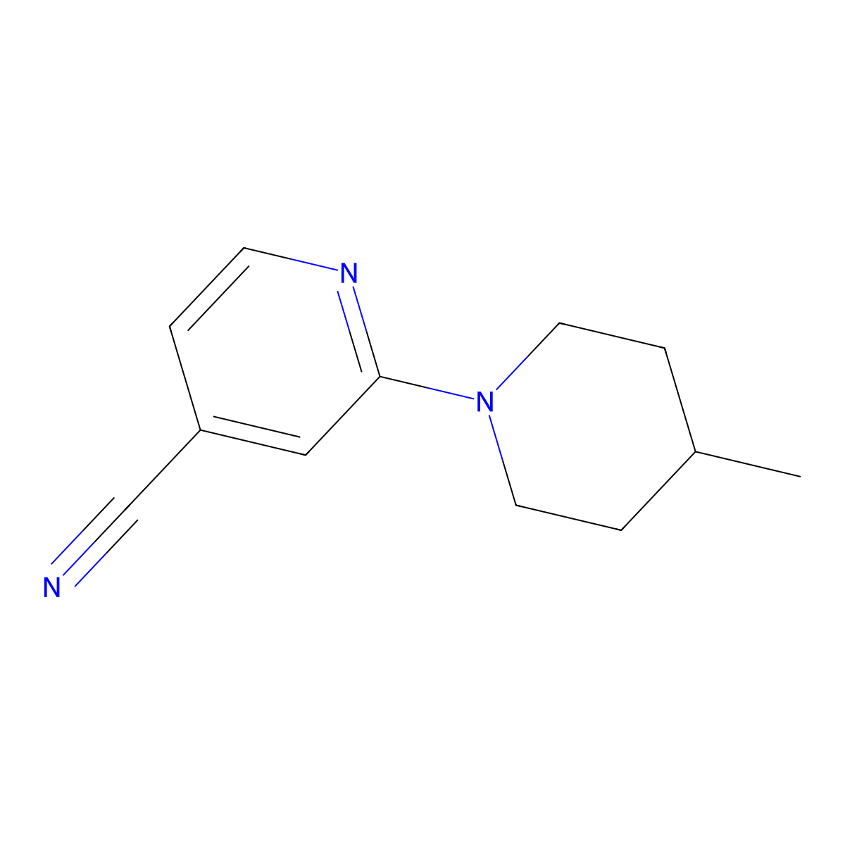 2-(4-Methylpiperidin-1-yl)isonicotinonitrile molecular structure, CAS 1016839-37-4