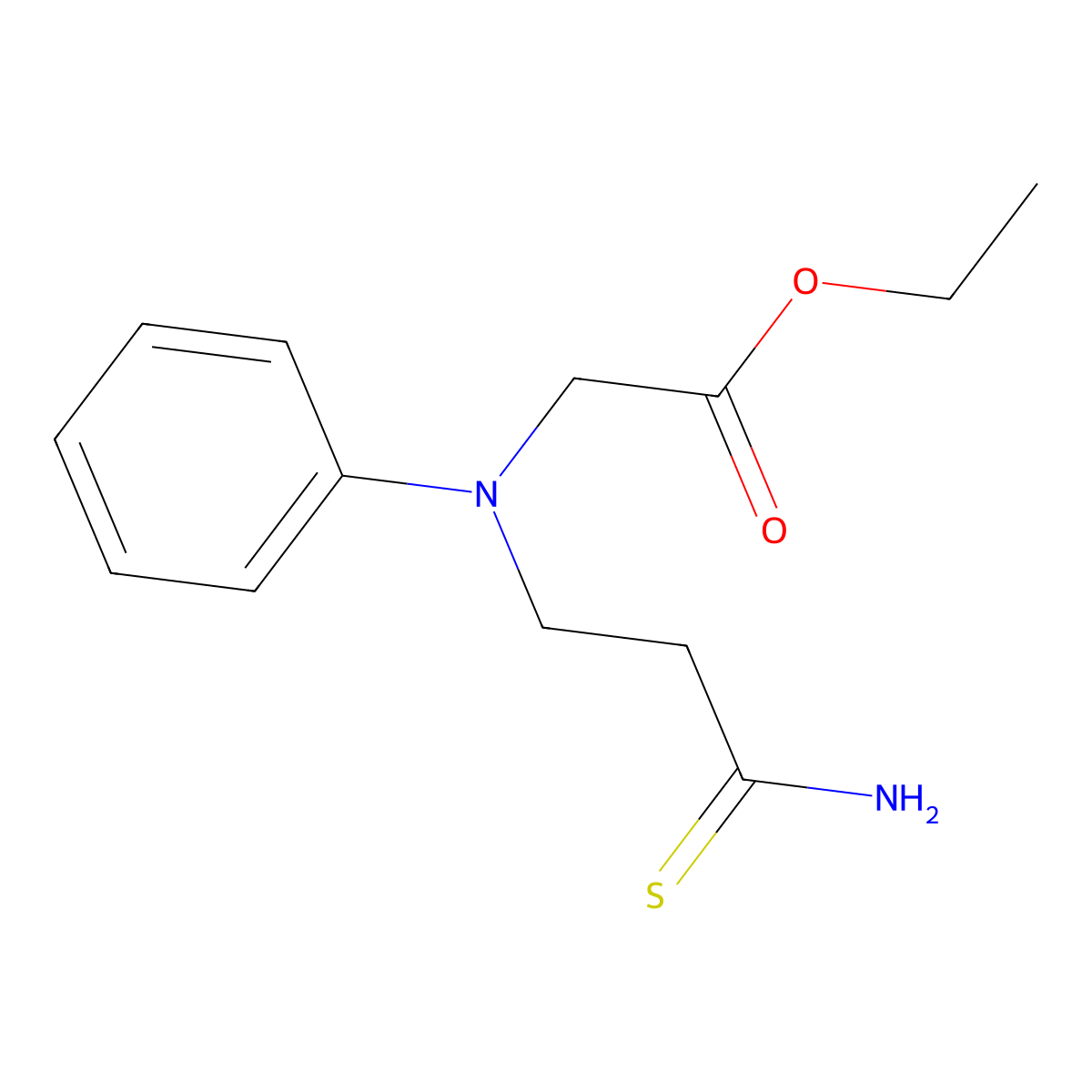 Ethyl 2-[(2-carbamothioylethyl)(phenyl)amino]acetate molecular structure, CAS 1016841-42-1