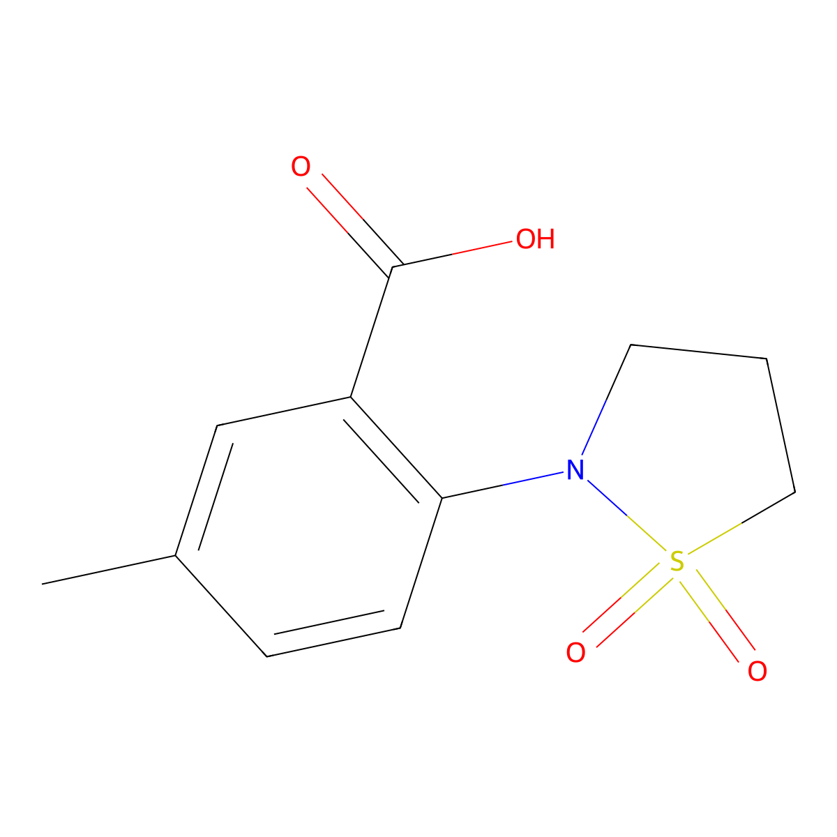 2-(1,1-Dioxo-1lambda6,2-thiazolidin-2-yl)-5-methylbenzoic acid molecular structure, CAS 1016841-81-8