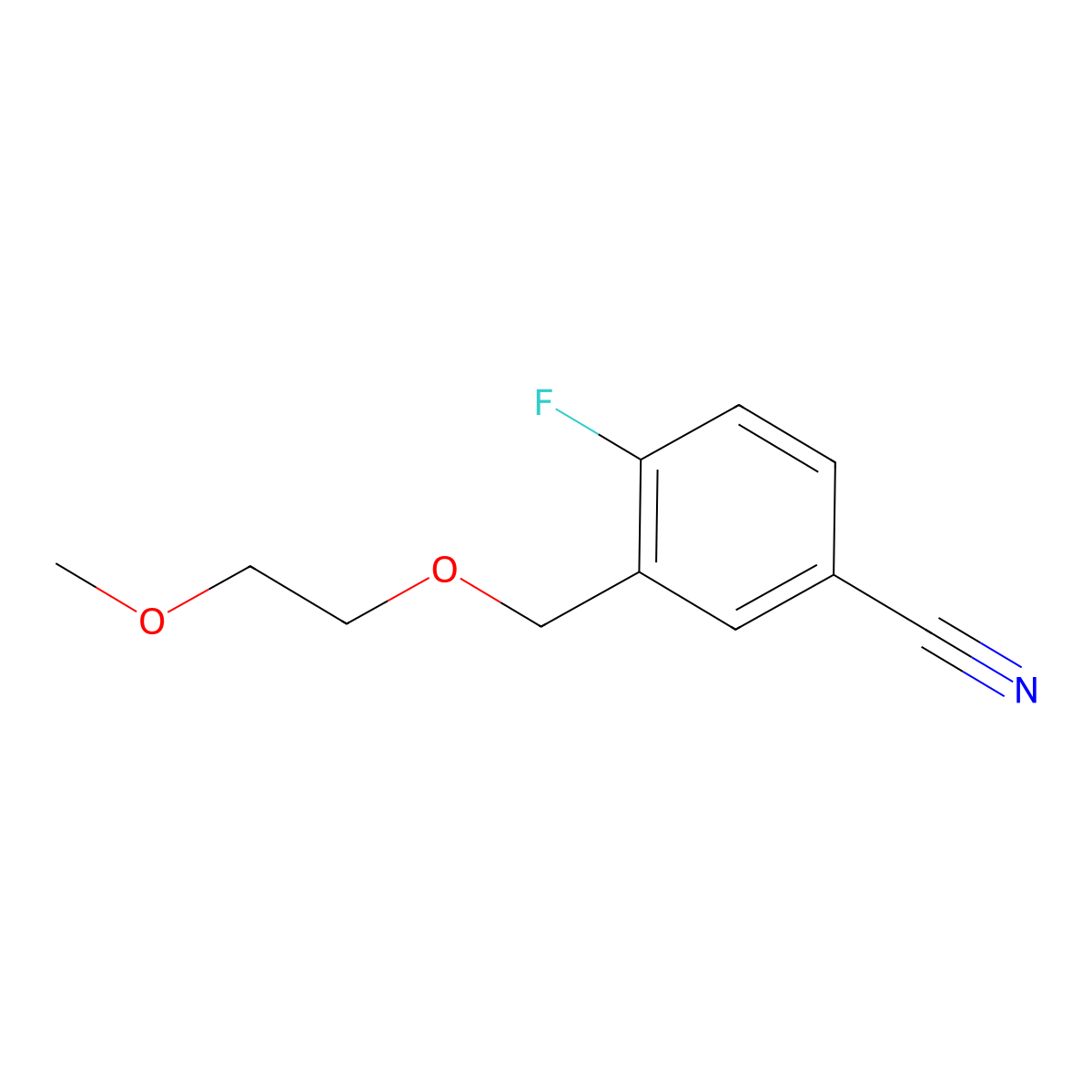 4-Fluoro-3-((2-methoxyethoxy)methyl)benzonitrile molecular structure, CAS 1016842-52-6