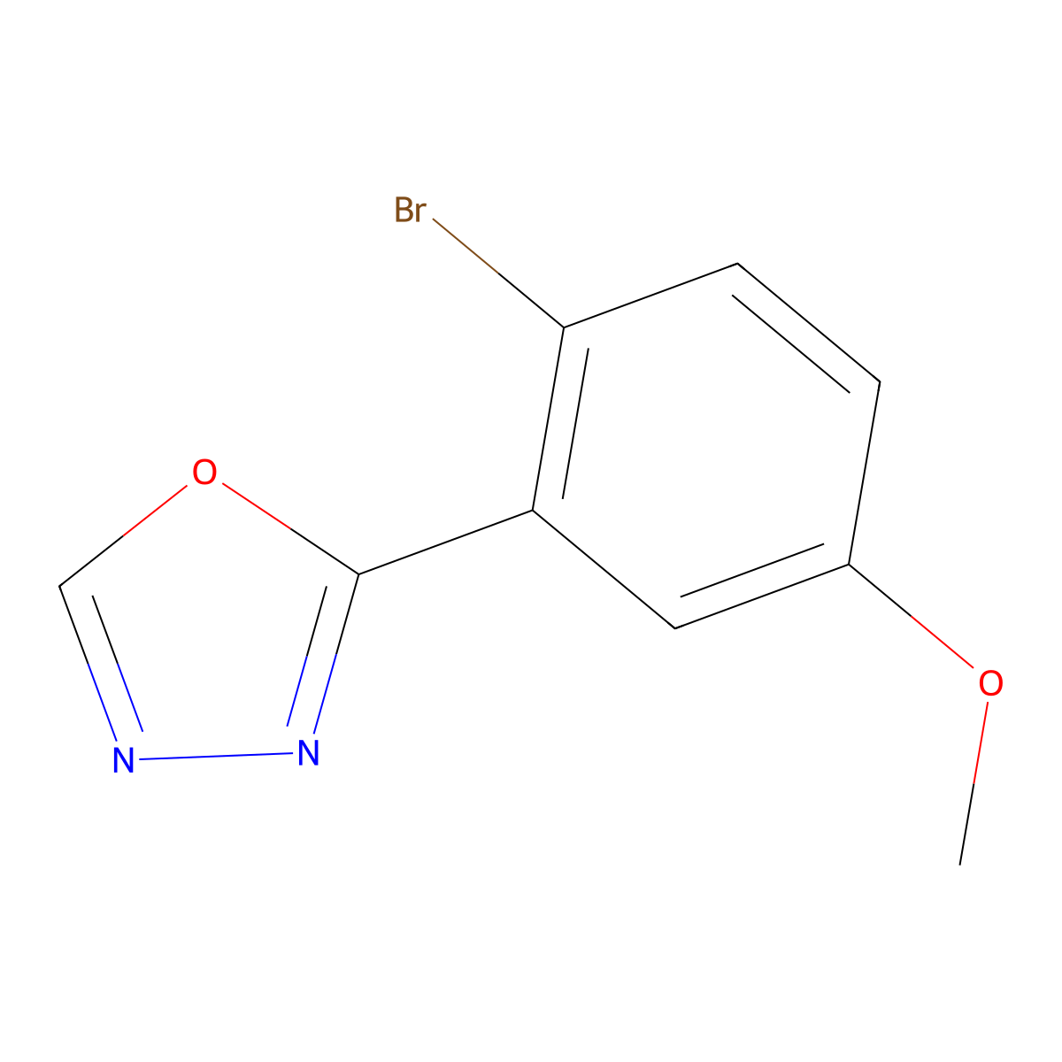 2-(2-Bromo-5-methoxyphenyl)-1,3,4-oxadiazole molecular structure, CAS 1016843-27-8