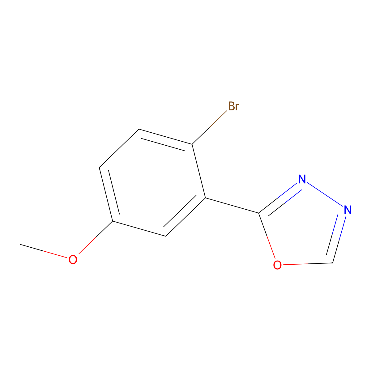 2-(2-Bromo-5-methoxyphenyl)-1,3,4-oxadiazole molecular structure, CAS 1016843-27-8