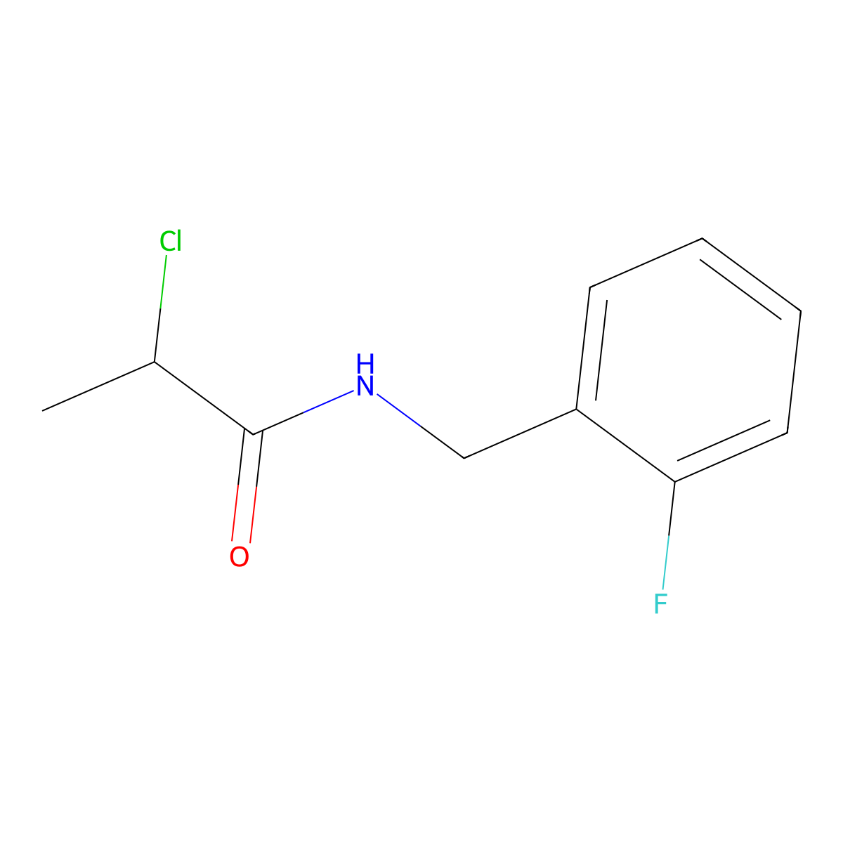 2-chloro-N-[(2-fluorophenyl)methyl]propanamide molecular structure, CAS 1016843-74-5