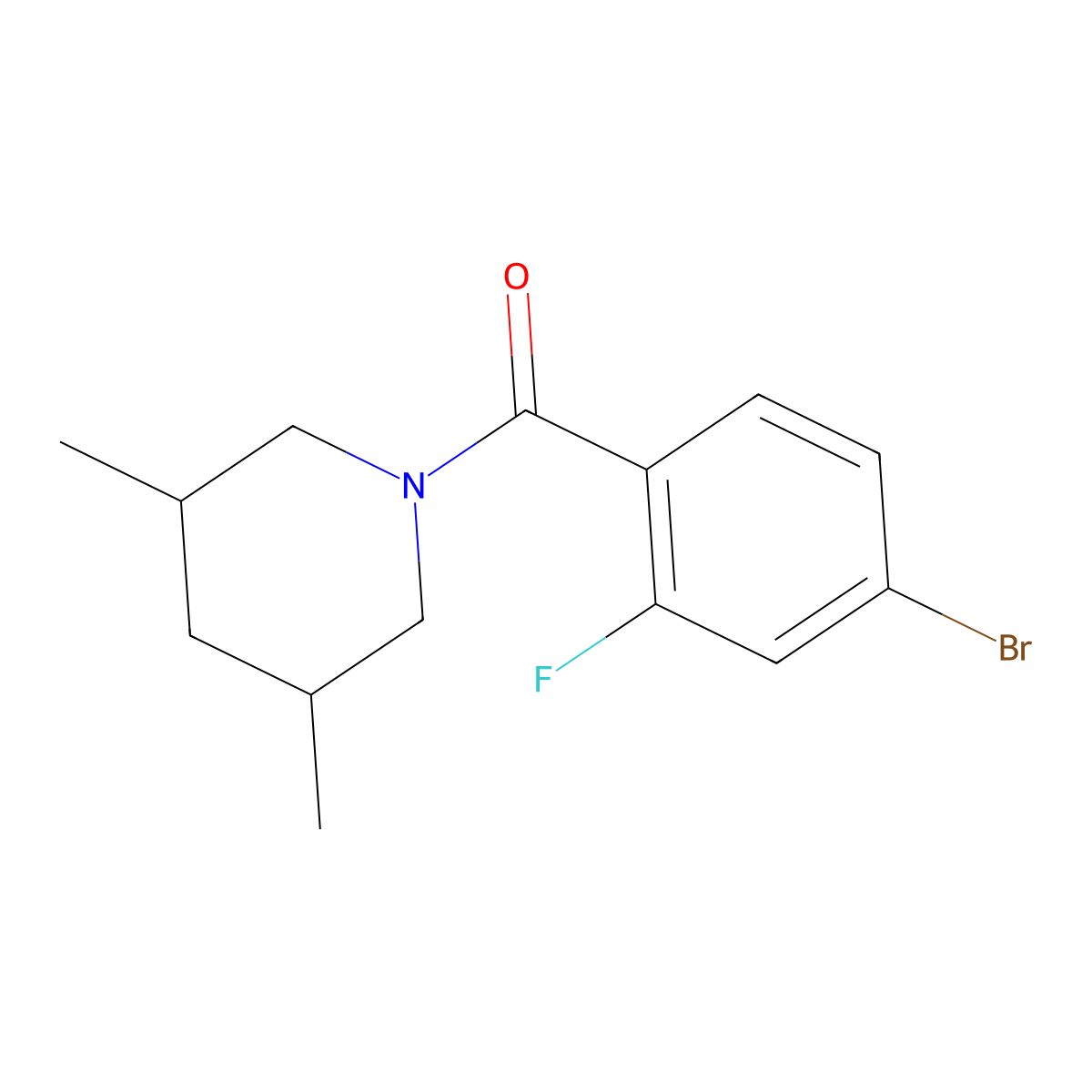 (4-Bromo-2-fluorophenyl)(3,5-dimethyl-1-piperidinyl)methanone molecular structure, CAS 1016845-92-3
