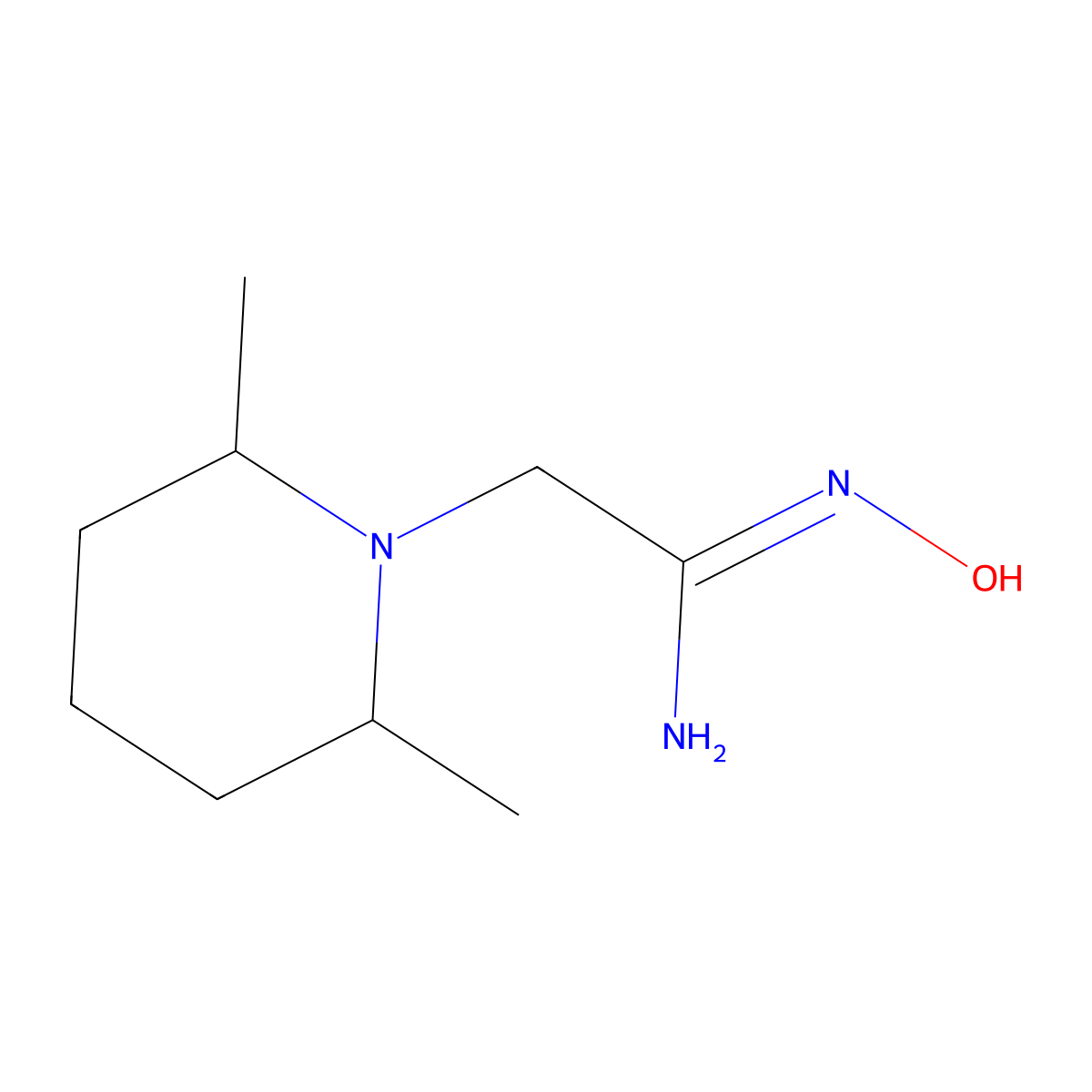 2-(2,6-dimethylpiperidin-1-yl)-N'-hydroxyethanimidamide molecular structure, CAS 1016846-03-9