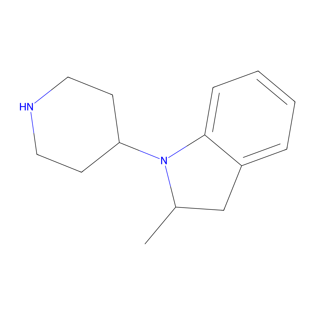 2-Methyl-1-(piperidin-4-yl)-2,3-dihydroindole molecular structure, CAS 1016847-63-4