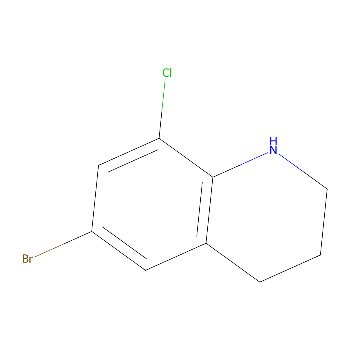 6-Bromo-8-chloro-1,2,3,4-tetrahydroquinoline molecular structure, CAS 1016847-76-9