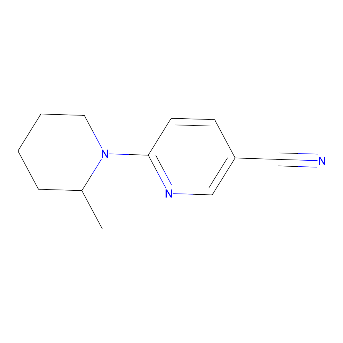 6-(2-Methylpiperidin-1-yl)pyridine-3-carbonitrile molecular structure, CAS 1016848-38-6