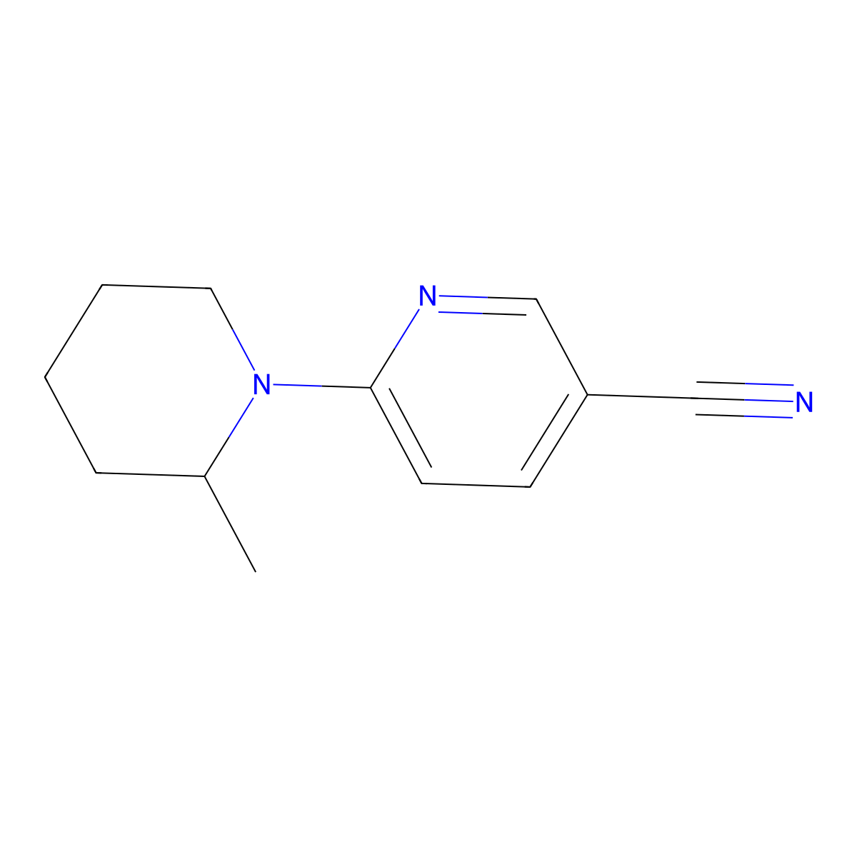 6-(2-Methylpiperidin-1-yl)pyridine-3-carbonitrile molecular structure, CAS 1016848-38-6