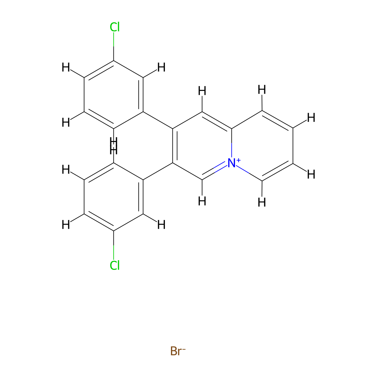 2,3-Bis(3-chlorophenyl)quinolizin-5-ium bromide molecular structure, CAS 101685-42-1