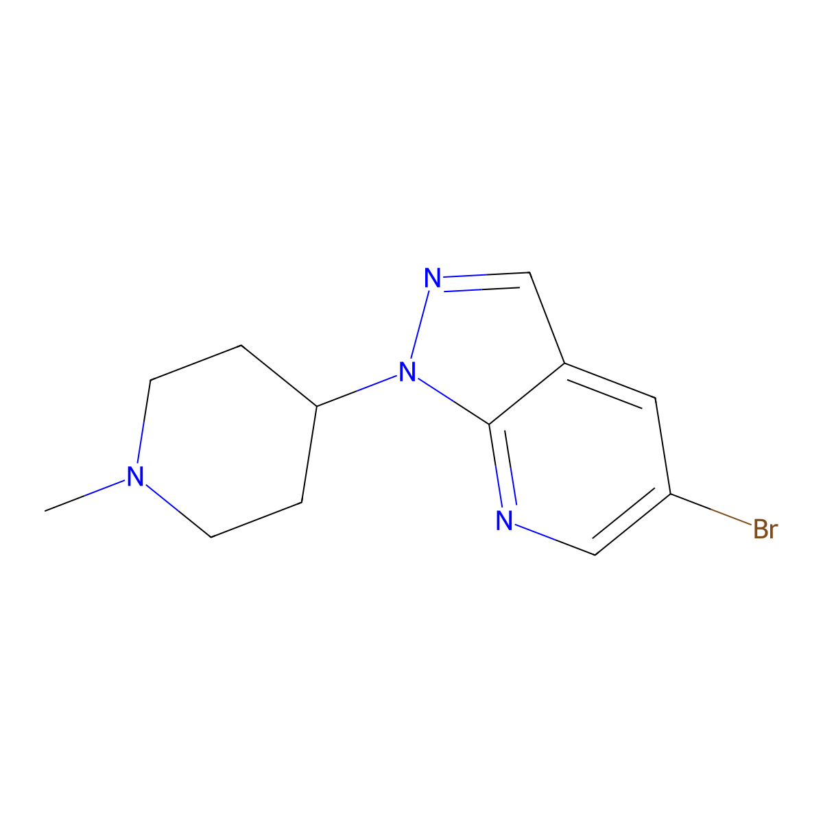 4-{5-bromo-1H-pyrazolo[3,4-b]pyridin-1-yl}-1-methylpiperidine molecular structure, CAS 1016850-95-5