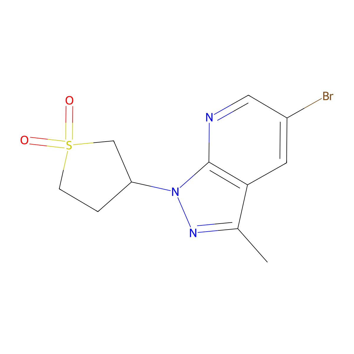 3-{5-bromo-3-methyl-1H-pyrazolo[3,4-b]pyridin-1-yl}-1lambda6-thiolane-1,1-dione molecular structure, CAS 1016857-76-3