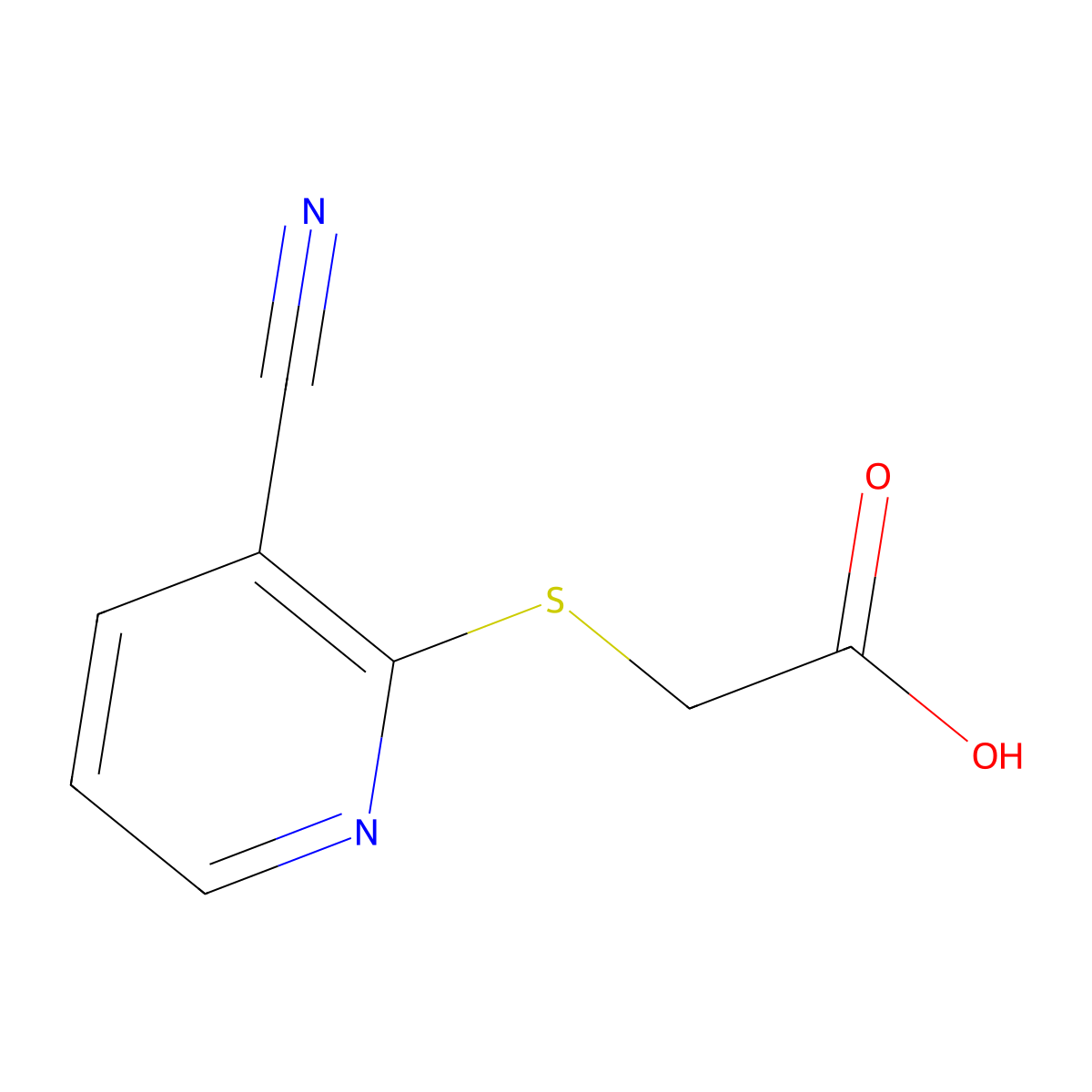 2-[(3-Cyanopyridin-2-yl)sulfanyl]acetic acid molecular structure, CAS 1016858-18-6