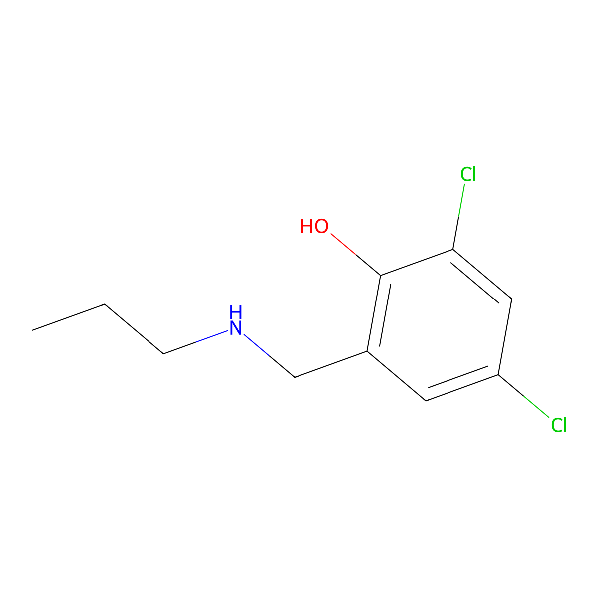 2,4-Dichloro-6-[(propylamino)methyl]phenol molecular structure, CAS 1016862-46-6