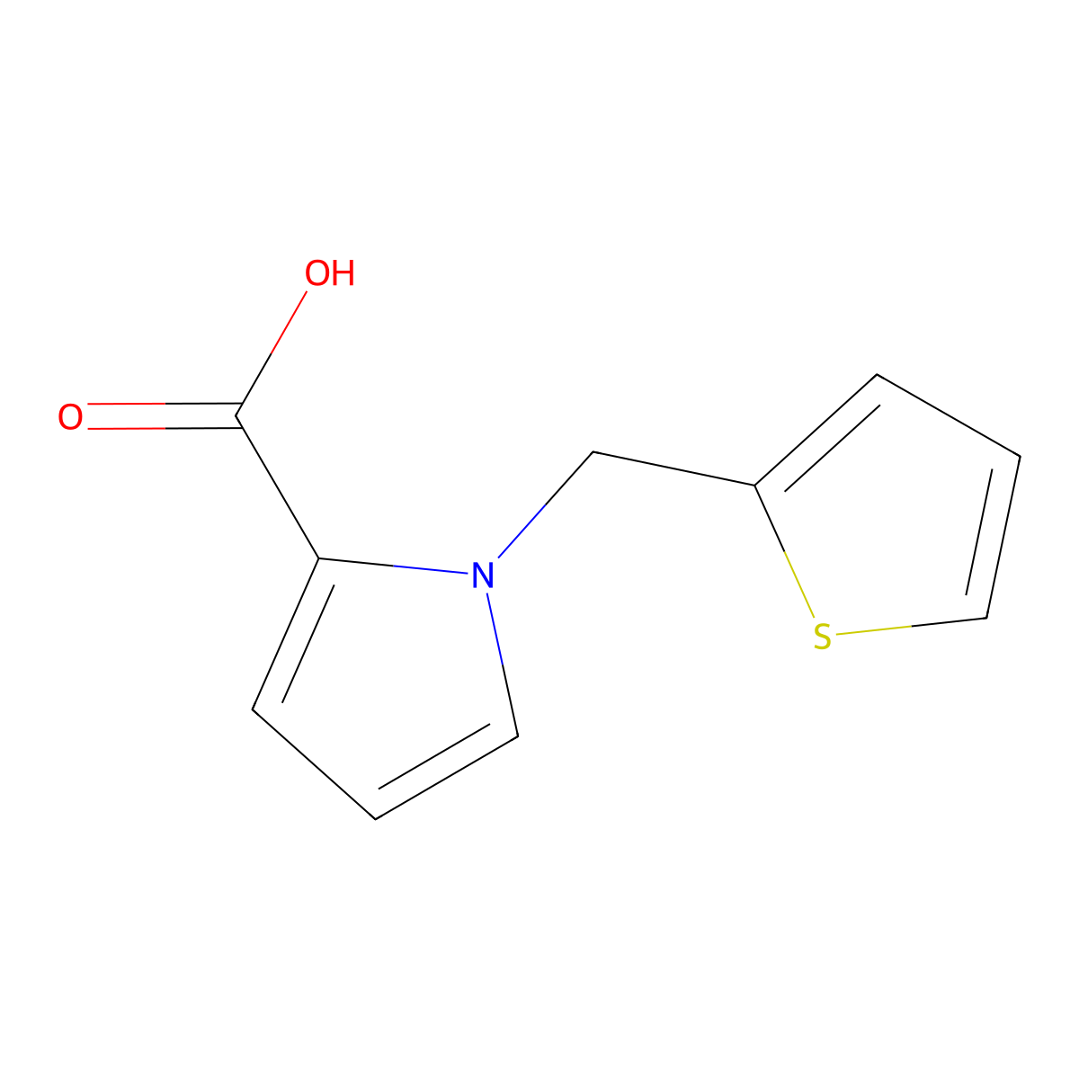 1-[(thiophen-2-yl)methyl]-1H-pyrrole-2-carboxylic acid molecular structure, CAS 1016863-52-7