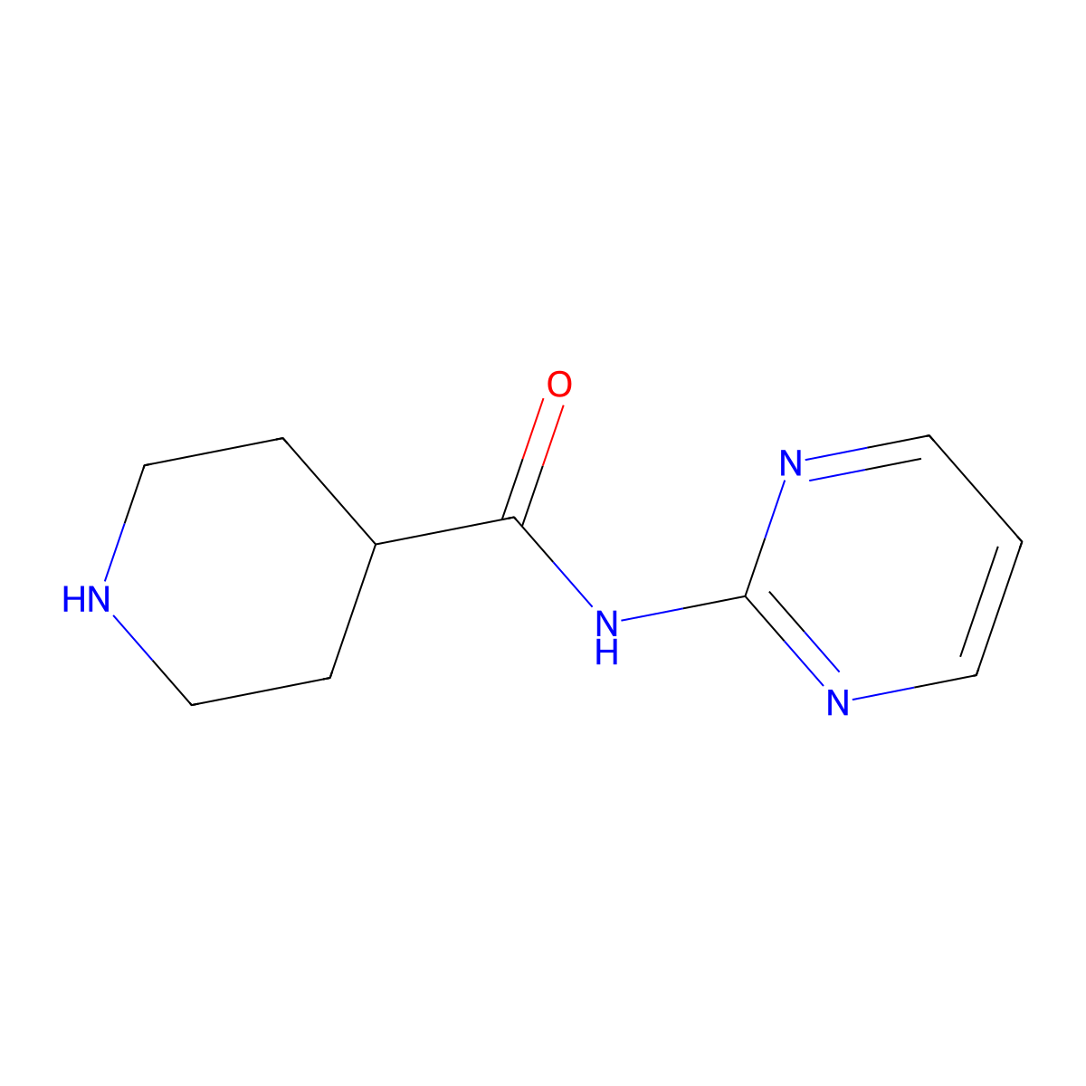 N-(pyrimidin-2-yl)piperidine-4-carboxamide molecular structure, CAS 1016865-54-5
