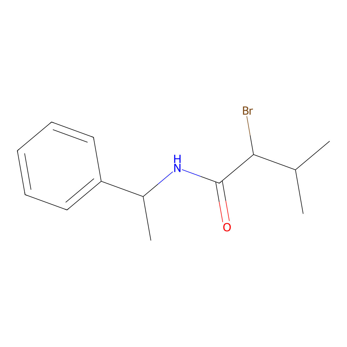 2-bromo-3-methyl-N-(1-phenylethyl)butanamide molecular structure, CAS 1016865-93-2