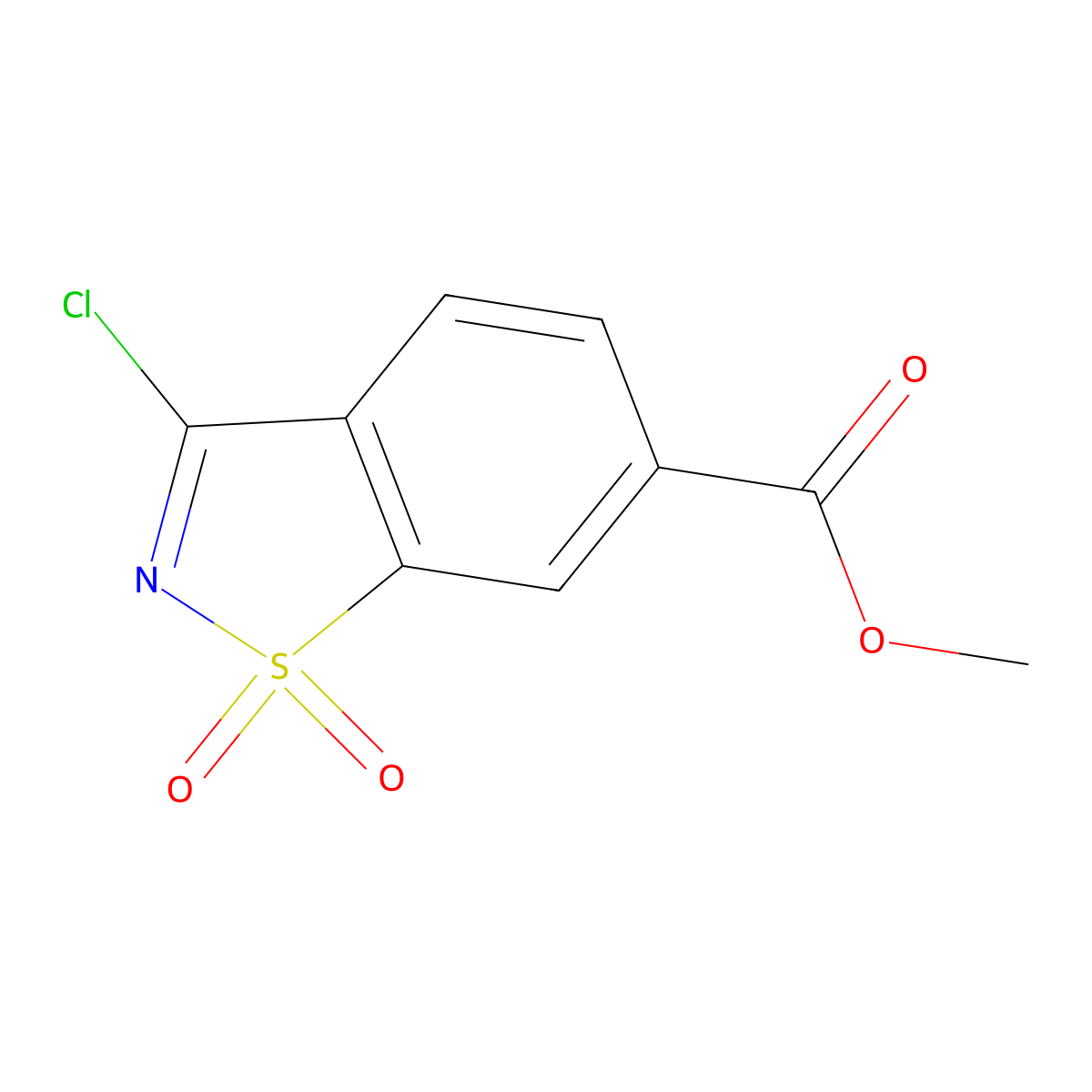 Methyl 3-chloro-1,1-dioxo-1,2-benzothiazole-6-carboxylate molecular structure, CAS 1016867-66-5