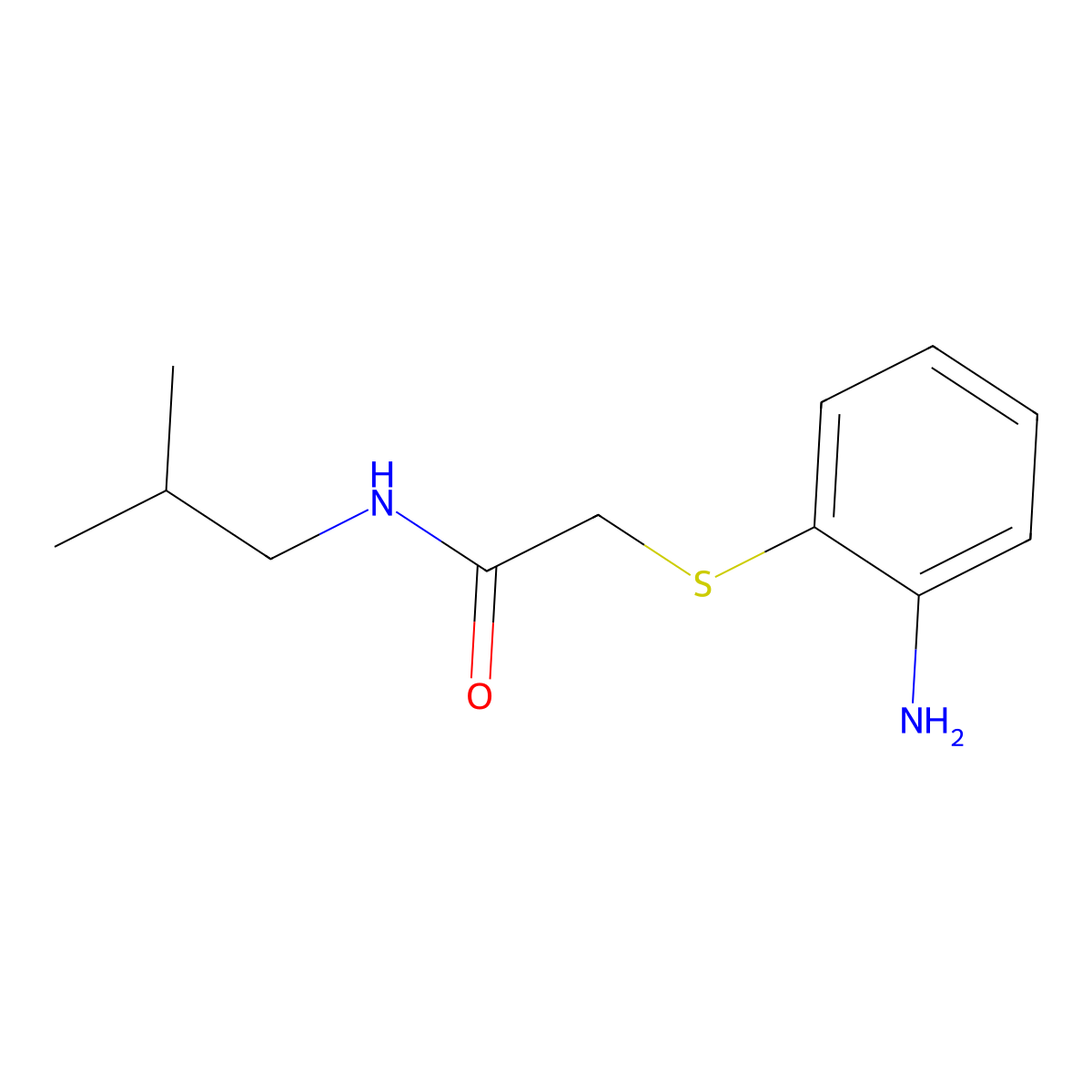 2-[(2-aminophenyl)sulfanyl]-N-(2-methylpropyl)acetamide molecular structure, CAS 1016867-74-5