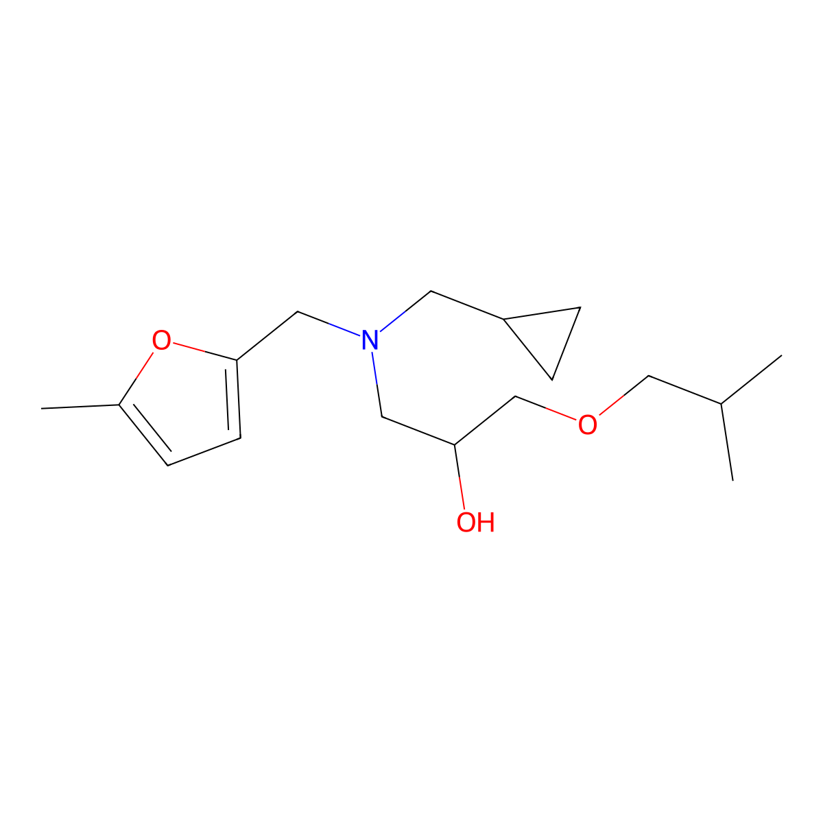 (Cyclopropylmethyl)[2-hydroxy-3-(2-methylpropoxy)propyl][(5-methylfuran-2-YL)methyl]amine molecular structure, CAS 1016869-67-2