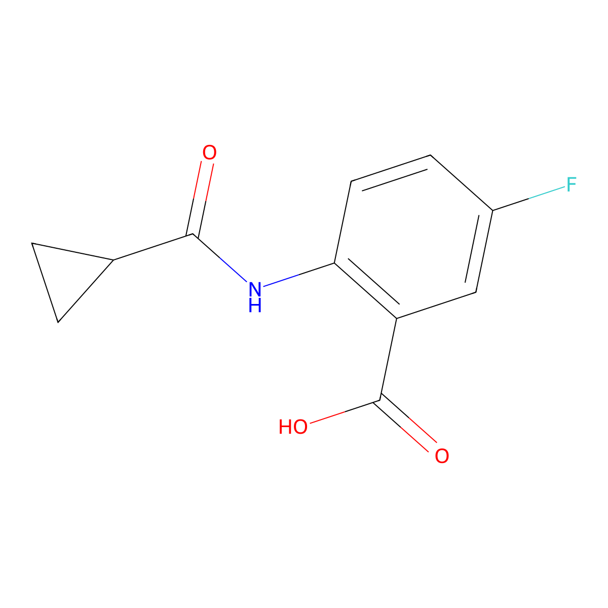 2-[(Cyclopropylcarbonyl)amino]-5-fluorobenzoic acid molecular structure, CAS 1016869-97-8