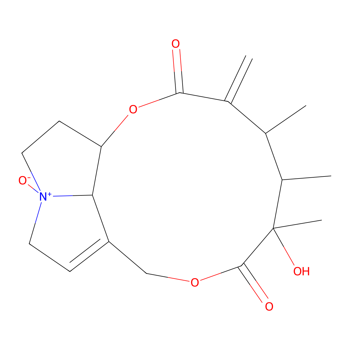 (5R,6R,7R,17R)-7-hydroxy-5,6,7-trimethyl-4-methylidene-14-oxido-2,9-dioxa-14-azoniatricyclo[9.5.1.014,17]heptadec-11-ene-3,8-dione molecular structure, CAS 101687-28-9