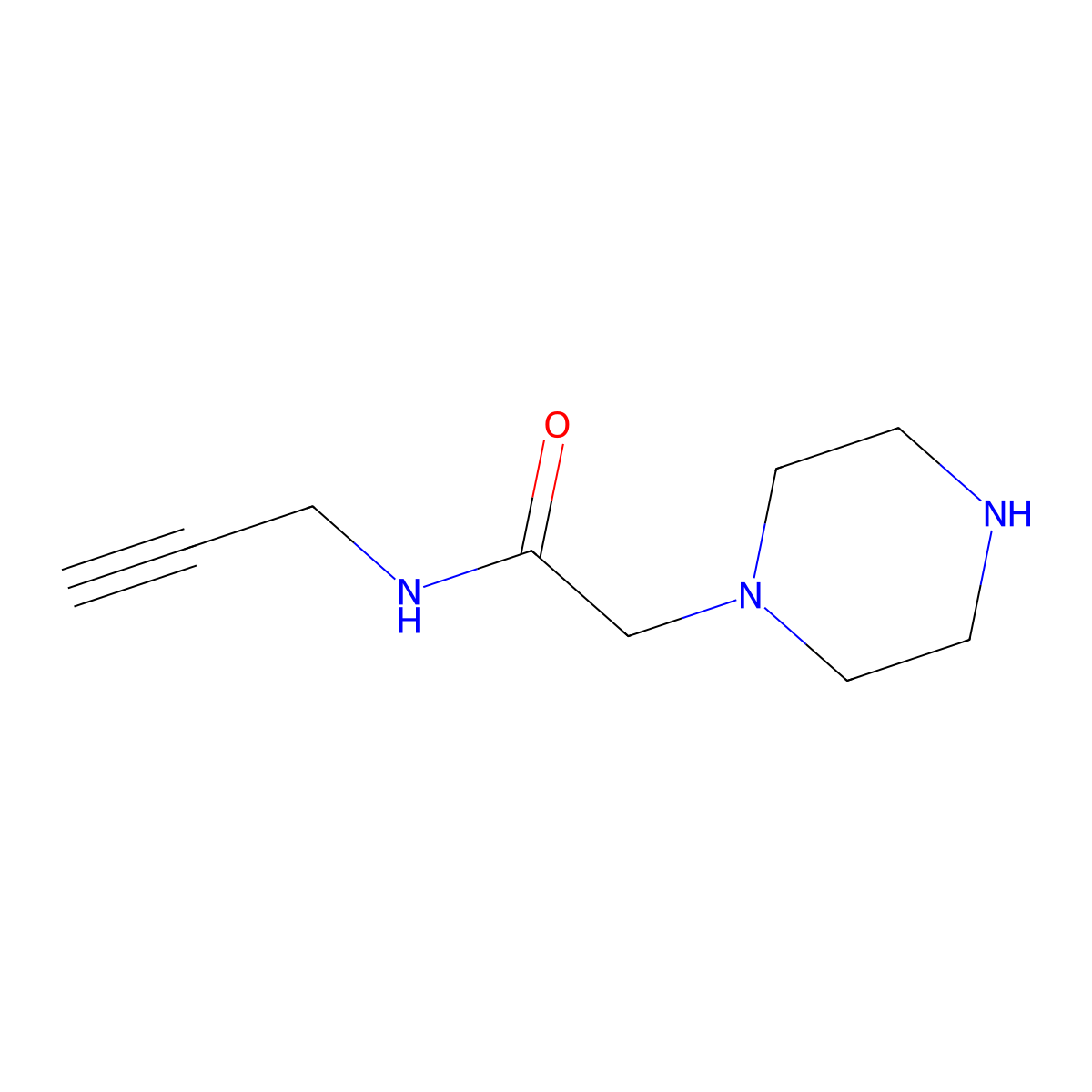 2-(piperazin-1-yl)-N-(prop-2-yn-1-yl)acetamide molecular structure, CAS 1016871-88-7