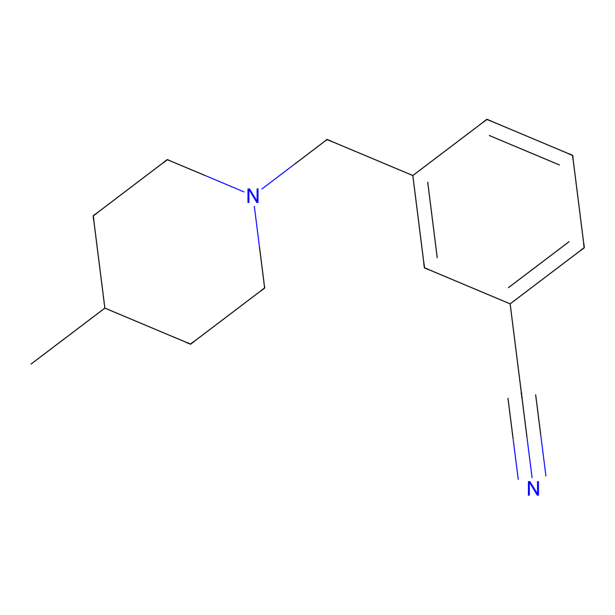 3-[(4-Methylpiperidin-1-yl)methyl]benzonitrile molecular structure, CAS 1016873-24-7