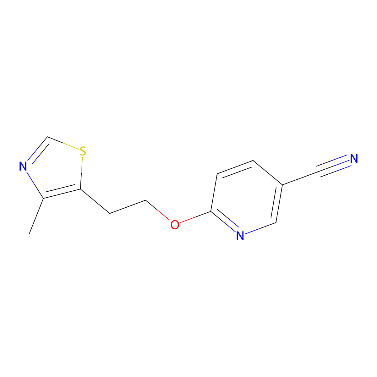 6-(2-(4-Methylthiazol-5-yl)ethoxy)nicotinonitrile molecular structure, CAS 1016875-35-6