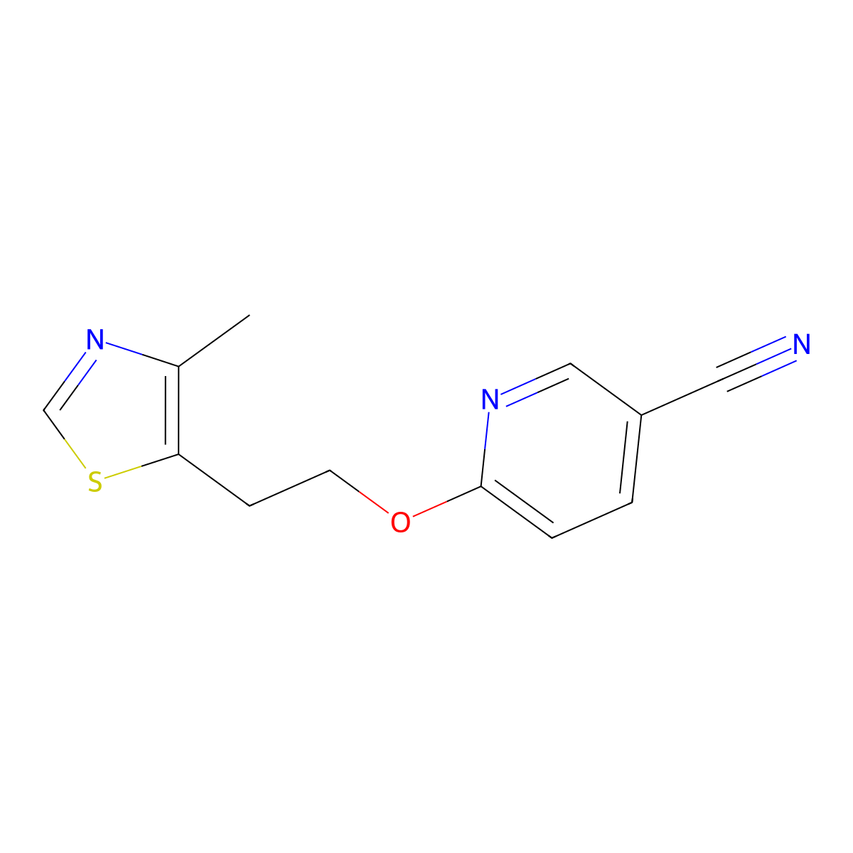 6-(2-(4-Methylthiazol-5-yl)ethoxy)nicotinonitrile molecular structure, CAS 1016875-35-6