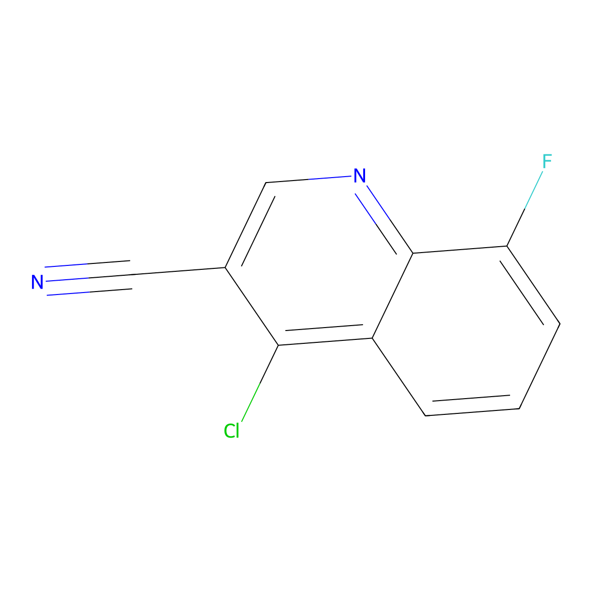 4-Chloro-8-fluoroquinoline-3-carbonitrile molecular structure, CAS 1016879-30-3