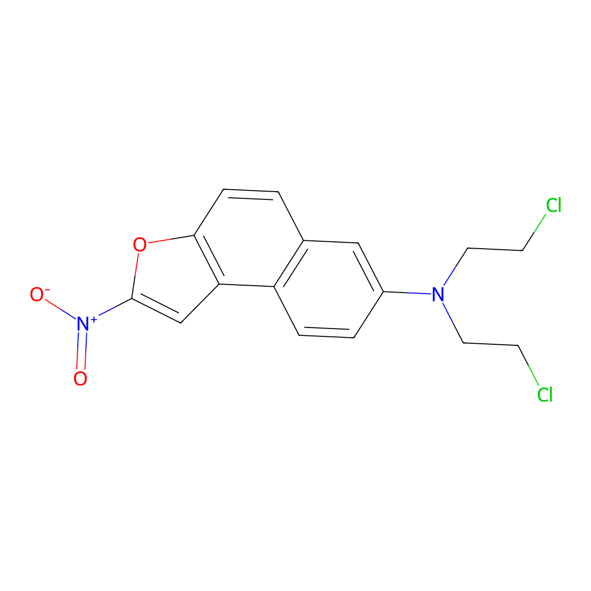 Naphtho(2,1-b)furan-7-amine, N,N-bis(2-chloroethyl)-2-nitro- molecular structure, CAS 101688-02-2
