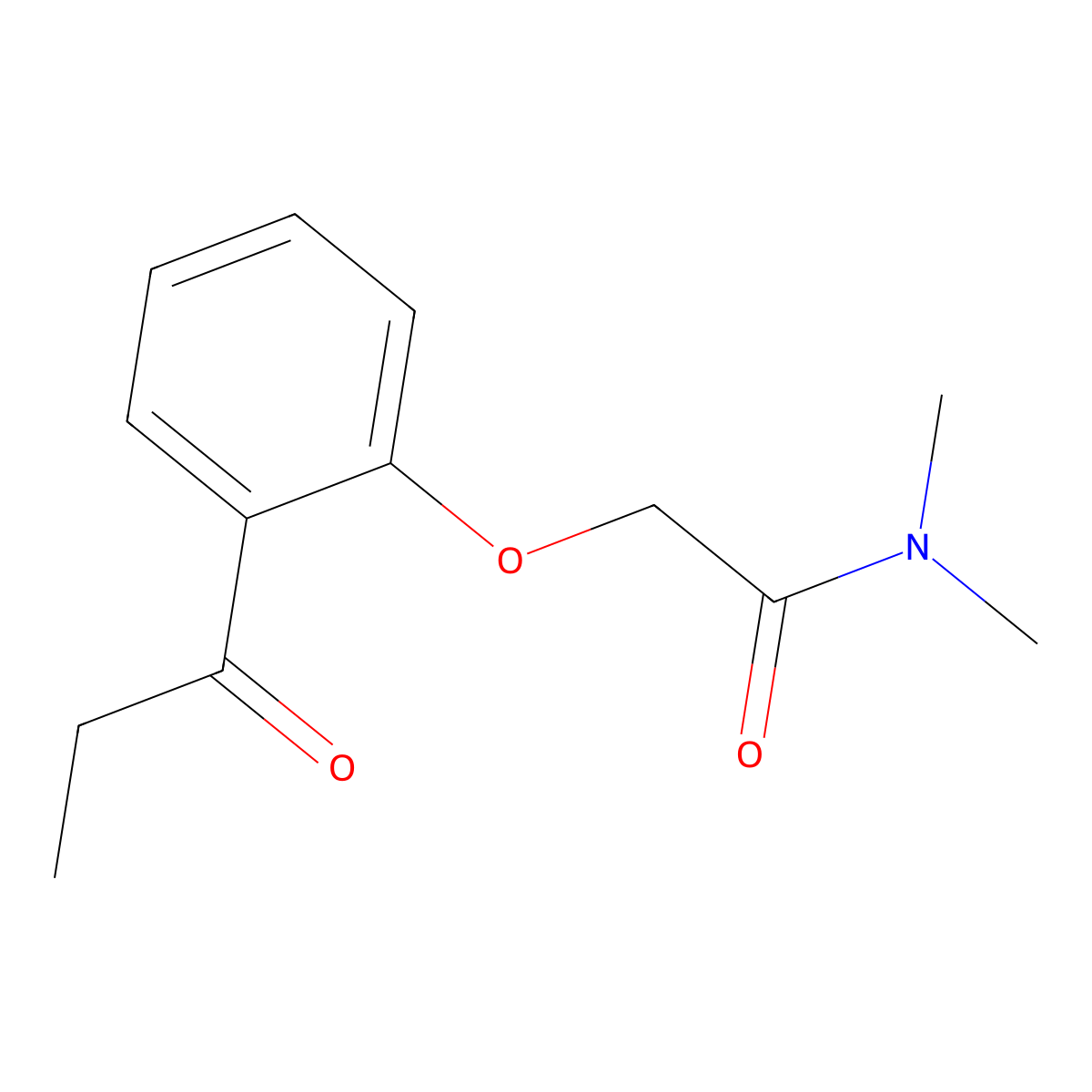 N,N-dimethyl-2-(2-propanoylphenoxy)acetamide molecular structure, CAS 1016881-75-6