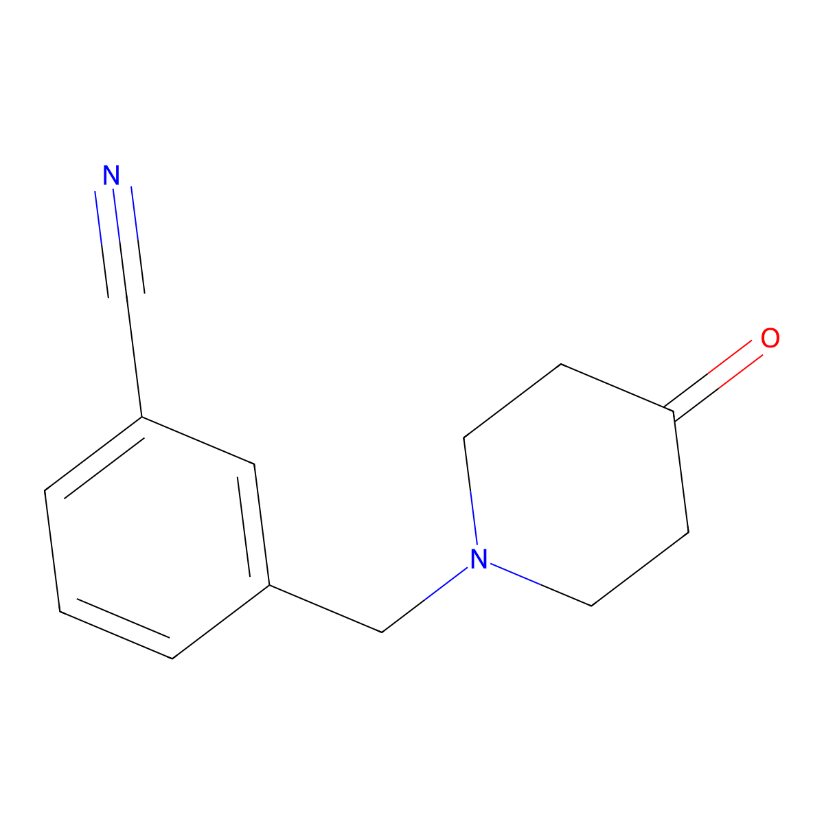 3-((4-Oxopiperidin-1-yl)methyl)benzonitrile molecular structure, CAS 1016884-40-4