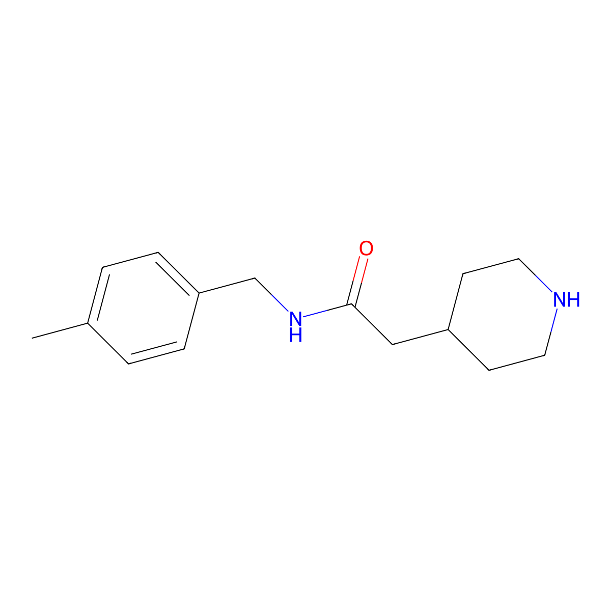N-(4-Methylbenzyl)-2-(piperidin-4-yl)acetamide molecular structure, CAS 1016887-10-7