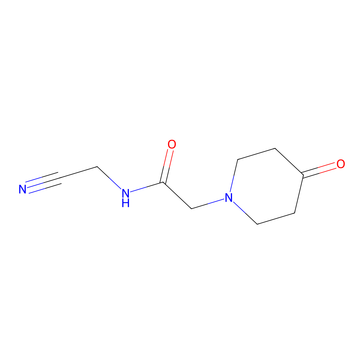 N-(cyanomethyl)-2-(4-oxopiperidin-1-yl)acetamide molecular structure, CAS 1016889-48-7