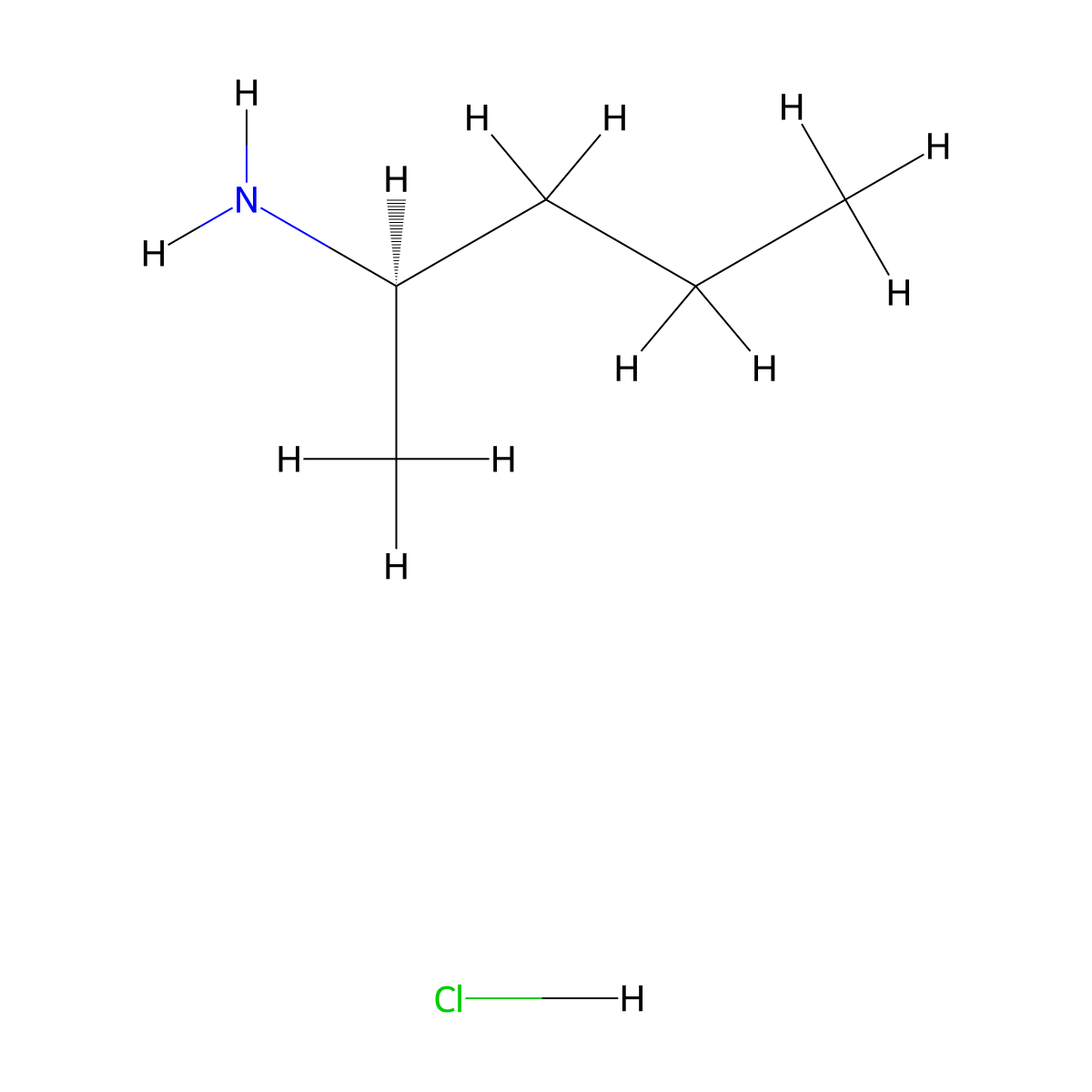 (2R)-pentan-2-amine hydrochloride molecular structure, CAS 101689-05-8
