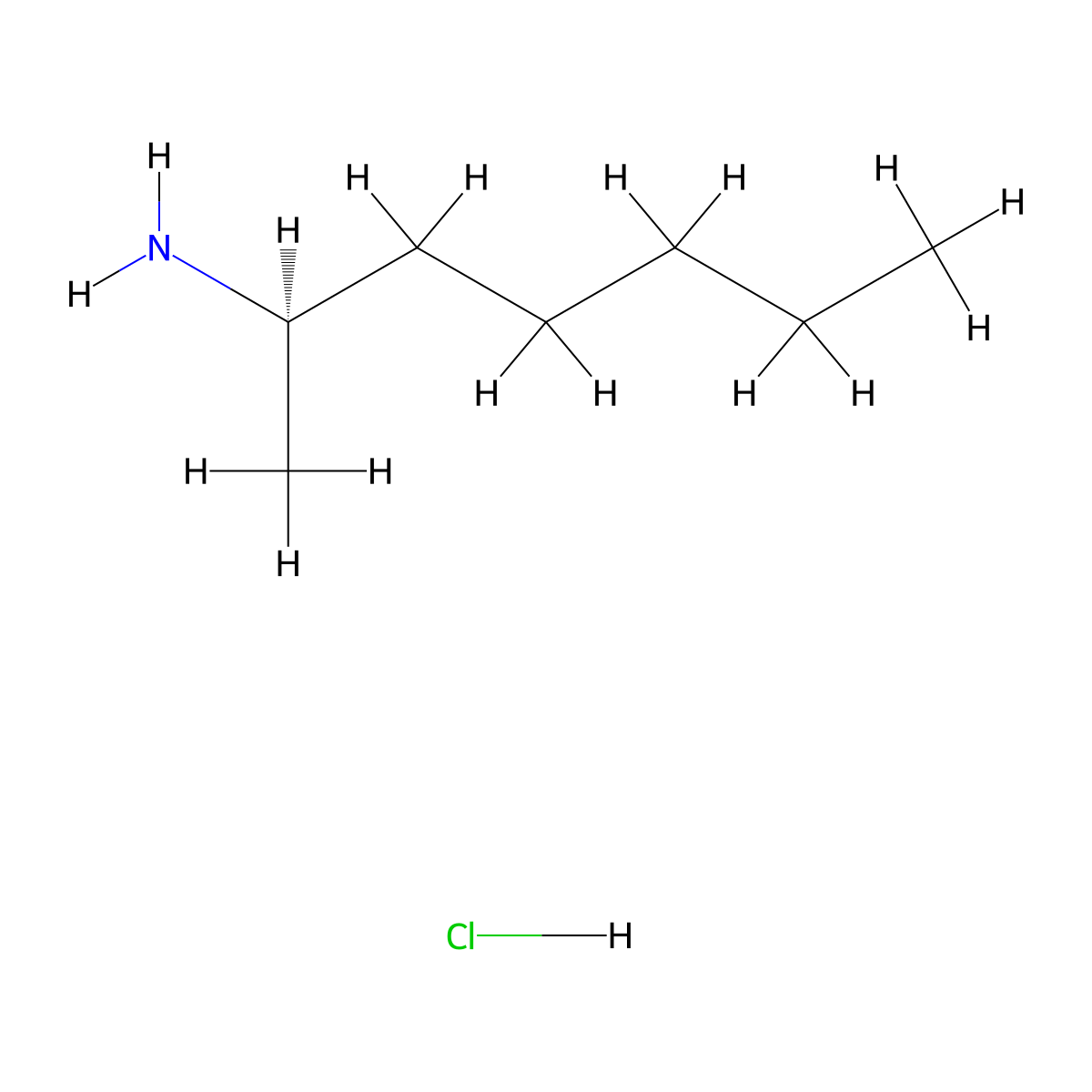 Tuaminoheptane hydrochloride, (R)- molecular structure, CAS 101689-06-9