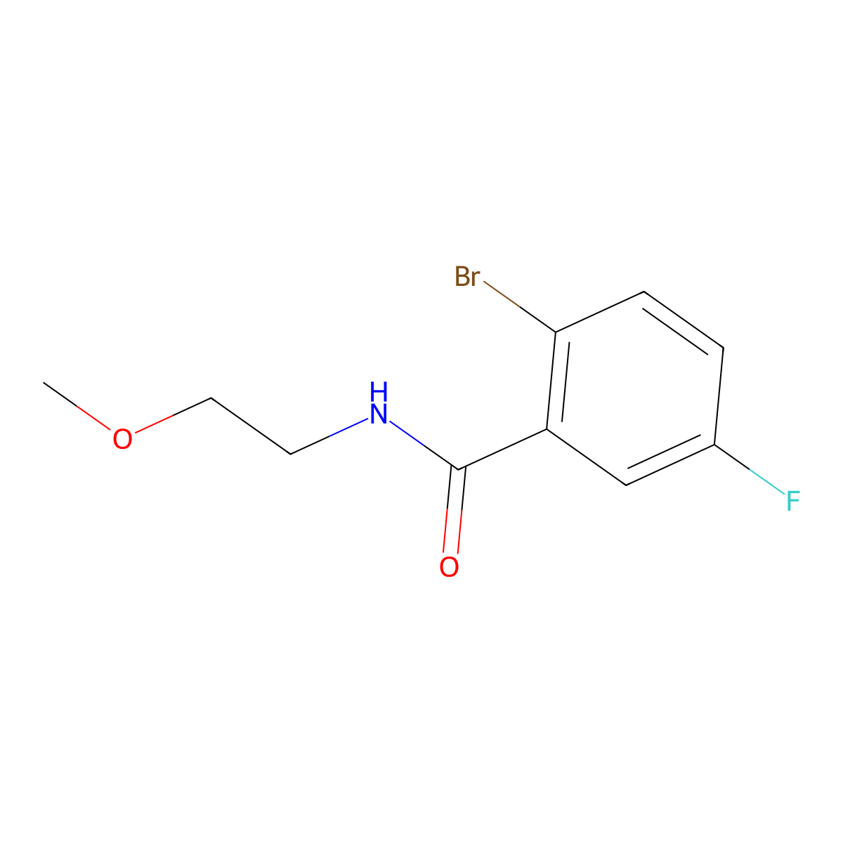 2-bromo-5-fluoro-N-(2-methoxyethyl)benzamide molecular structure, CAS 1016890-53-1